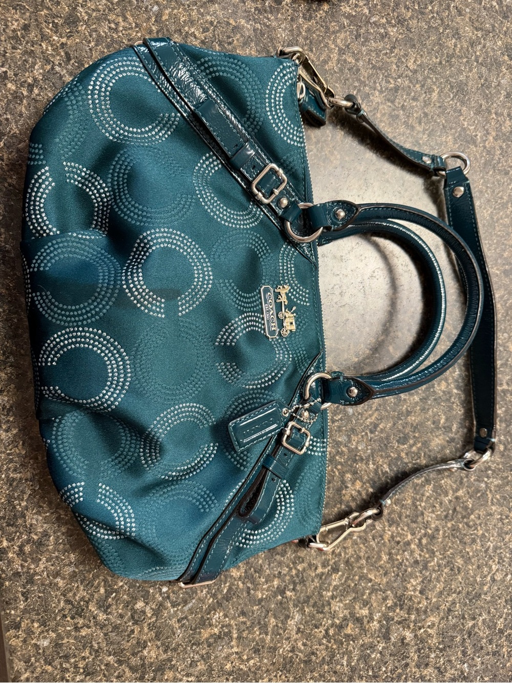 Coach Teal Signature Circle Shoulder Bag